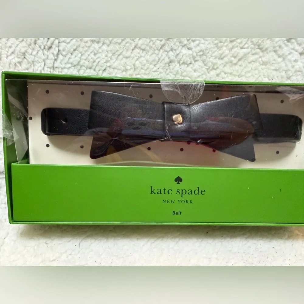 NEW Kate Spade Women’s Synthetic Leather Black Waist Narrow Bow Belt Size S/M